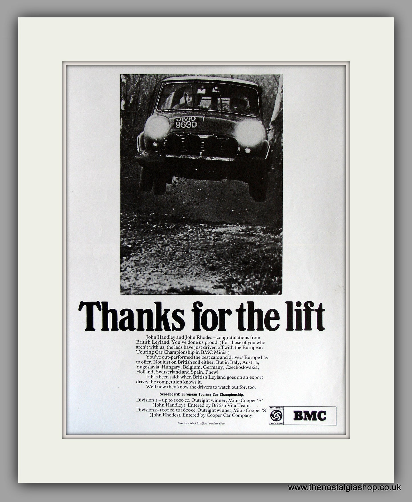 Mini European Touring Car Champions 1970's. Original Vintage Advert (ref AD7867)