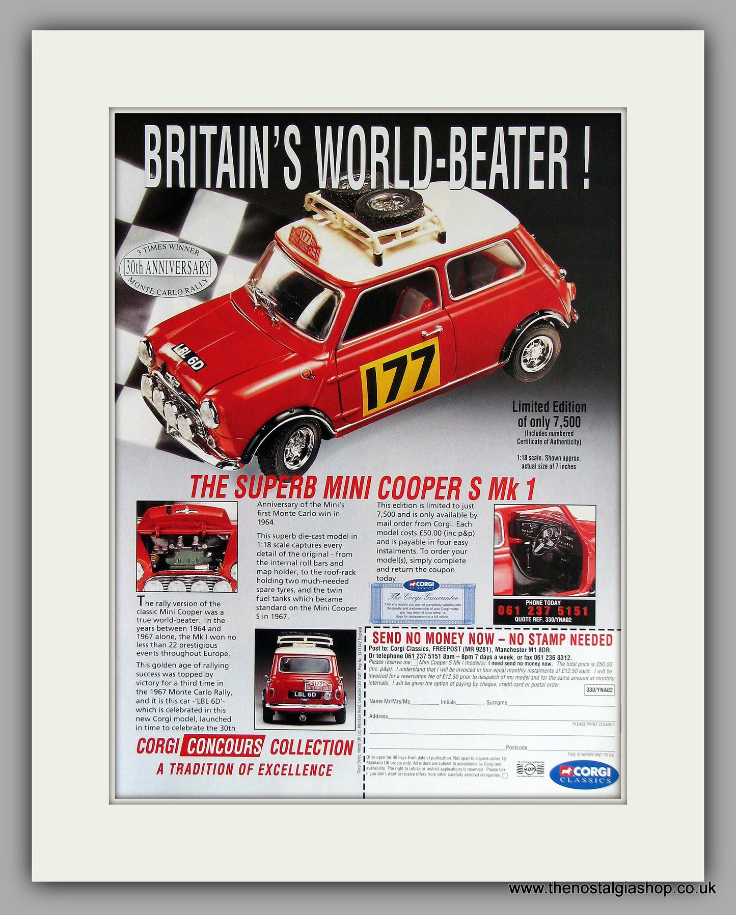 Mini Cooper S Mk 1 Die-Cast Model Offer 1994. Original Vintage Advert (ref AD7870)