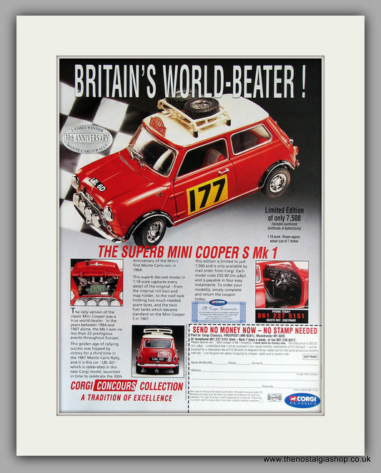 Mini Cooper S Mk 1 Die-Cast Model Offer 1994. Original Vintage Advert (ref AD7870)