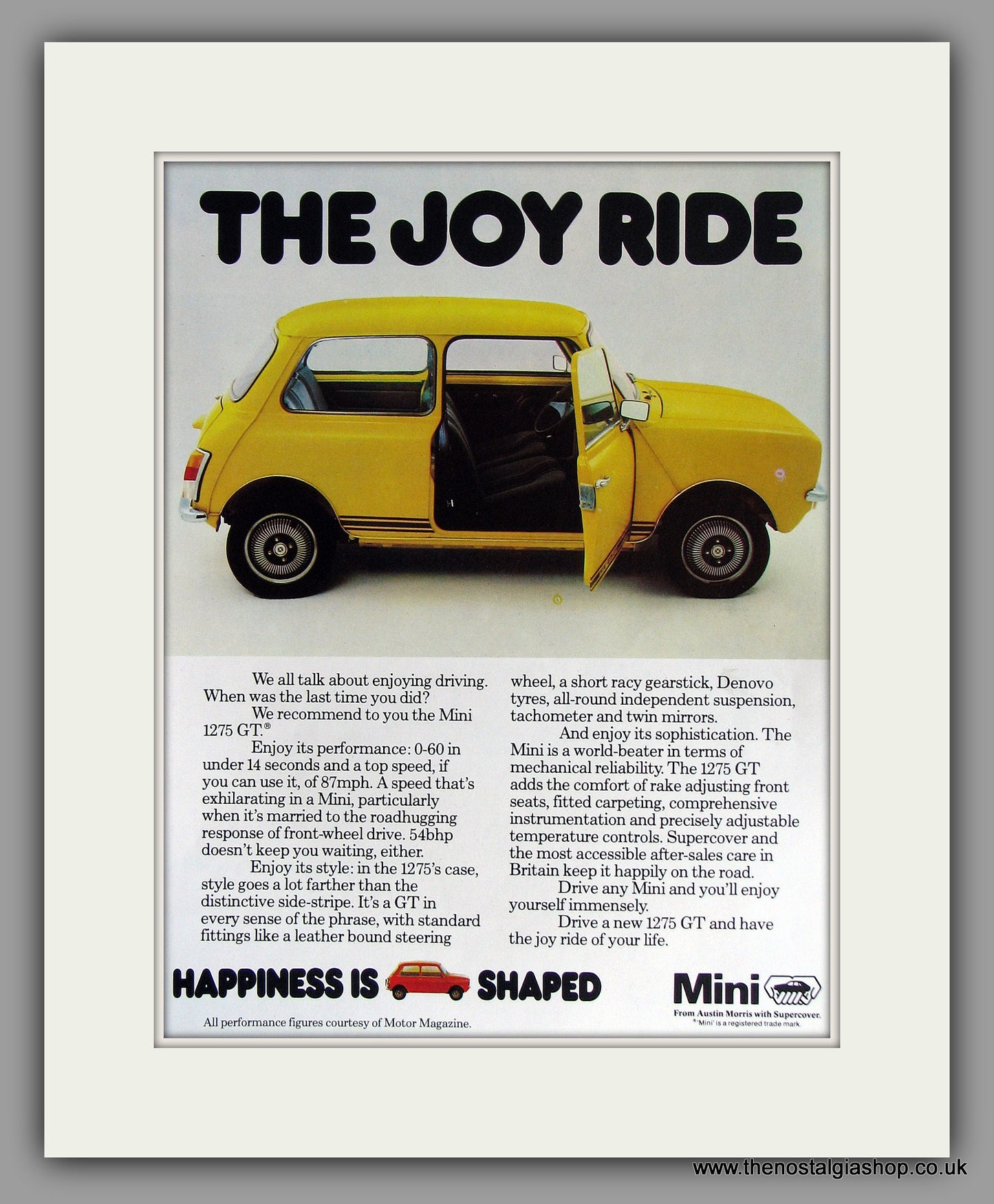 Mini 1275 GT 1978. Original Vintage Advert (ref AD7875)