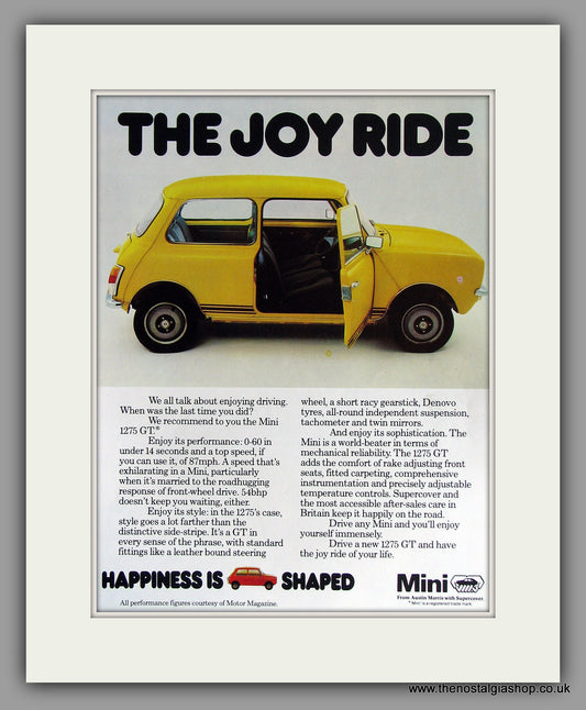 Mini 1275 GT 1978. Original Vintage Advert (ref AD7875)