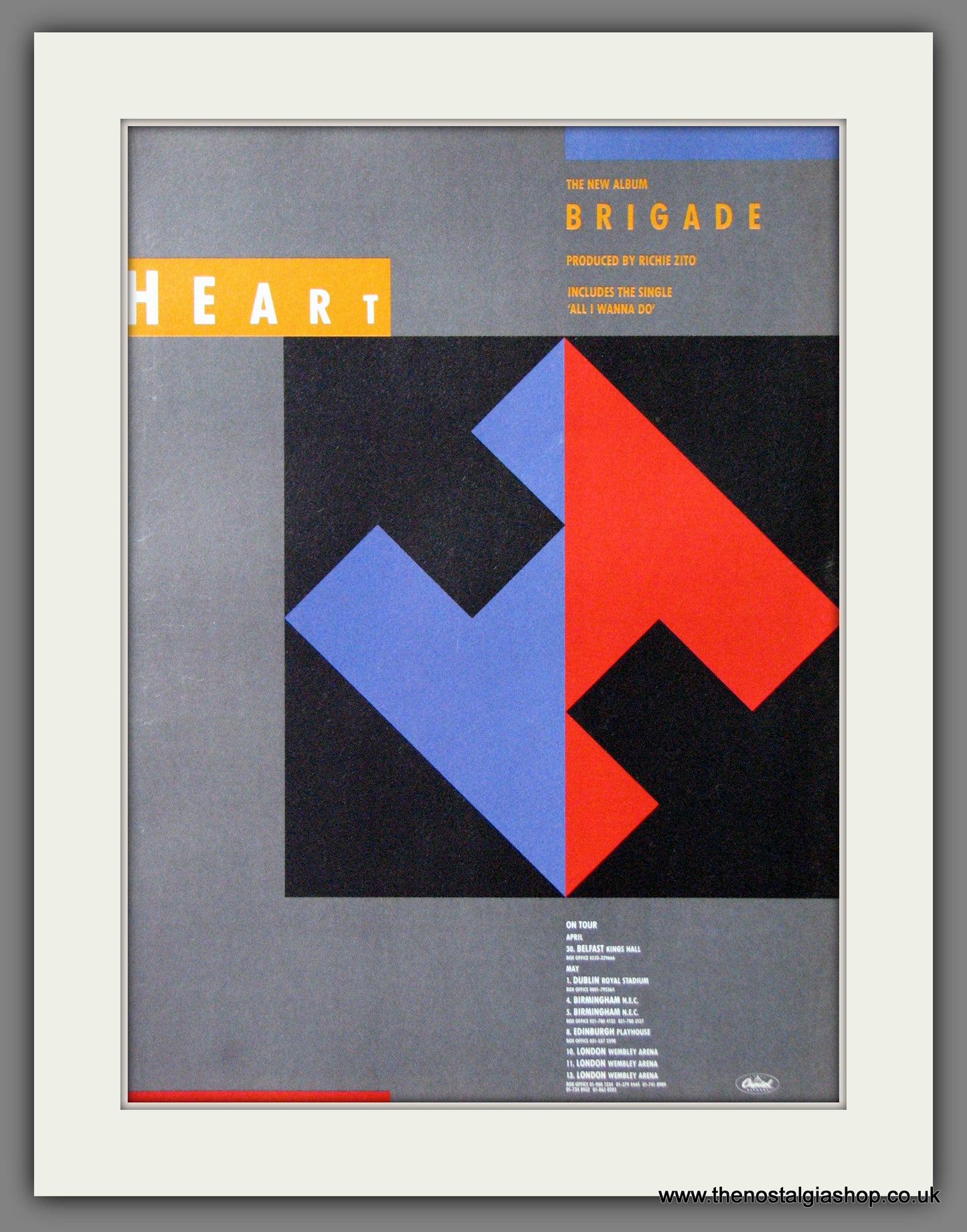 Heart. Brigade Tour Dates. 1990. Original Advert (ref AD55242)