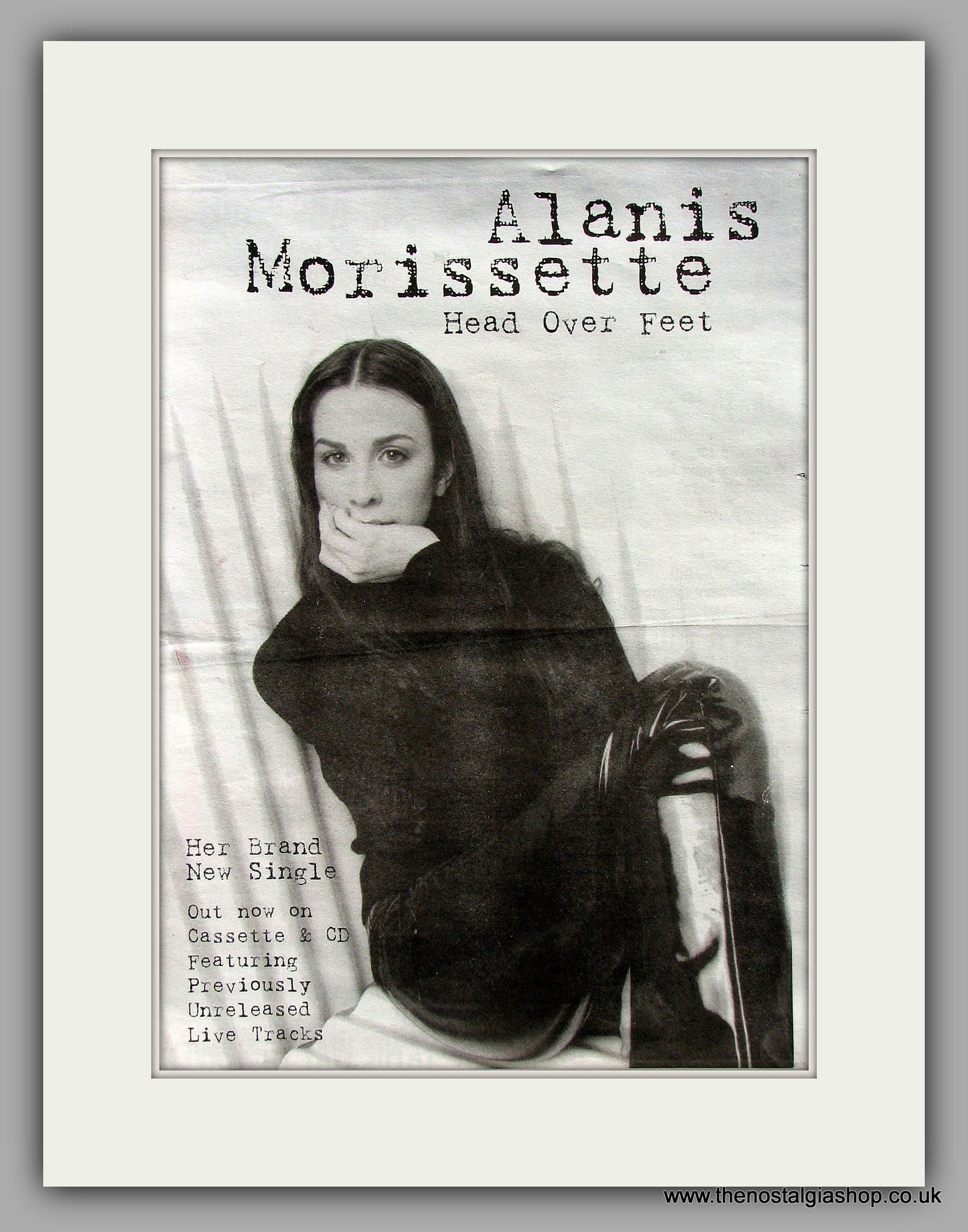 Alanis Morissette. Head Over Feet.  Original Vintage Advert 1996 (ref AD10231)