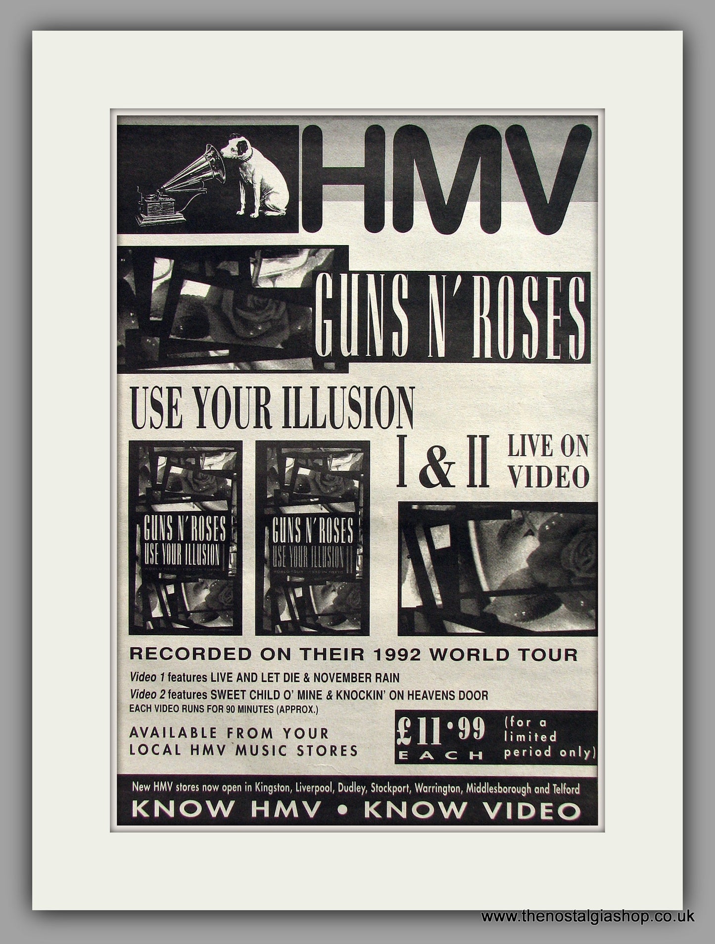 Guns N' Roses. Use Your Illusions Videos. Original Vintage Advert 1992 (ref AD10357)