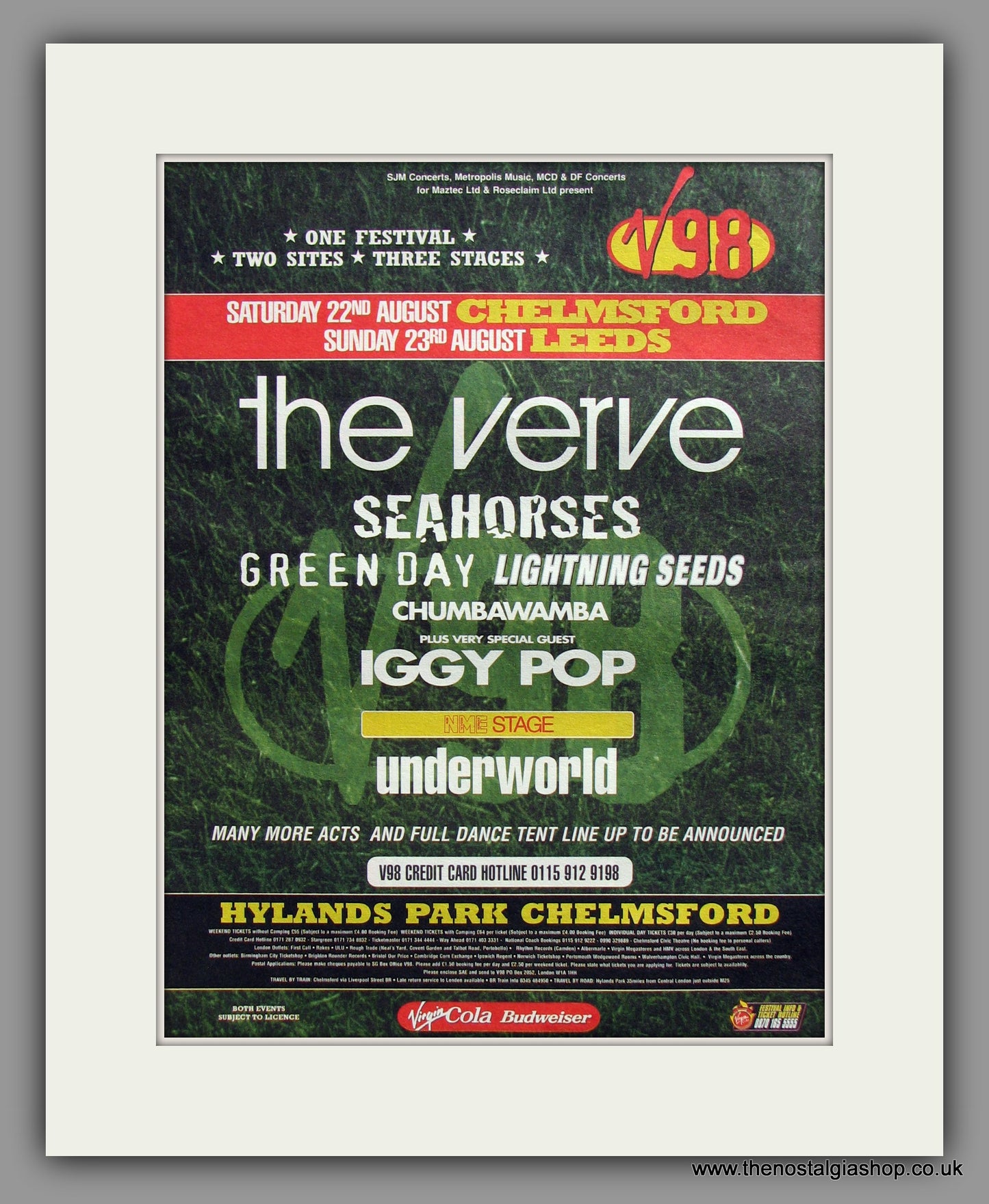 V 98 Festival Hylands Park Chelmsford.  Original Vintage Advert 1998 (ref AD10570)