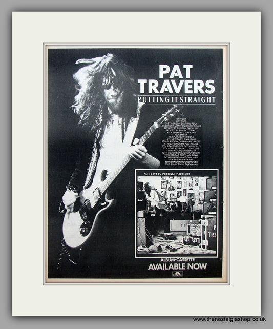Pat Travers Band. Putting It Straight. Also UK Tour Dates. Original Vintage Advert 1977 (ref AD10372)