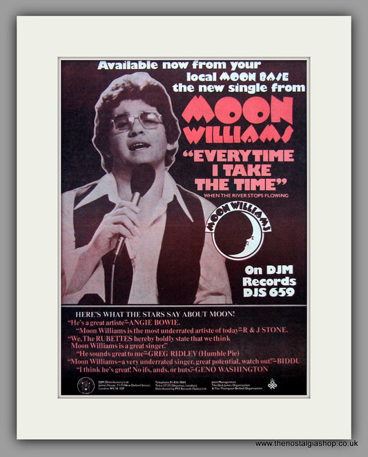 Moon Williams. Everytime I Take The Time.  Original Vintage Advert 1976 (ref AD10392)