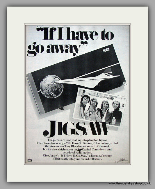 Jigsaw. If I Have To Go Away.  Original Vintage Advert 1977 (ref AD10404)