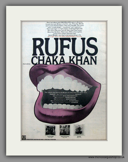 Rufus with Chaka Khan UK Tour Dates.  Original Vintage Advert 1975 (ref AD10409)