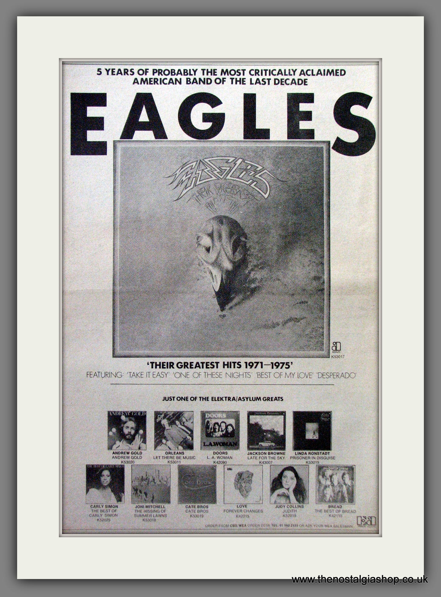Eagles Their Greatest Hits. Original Advert 1976 (ref AD12902)