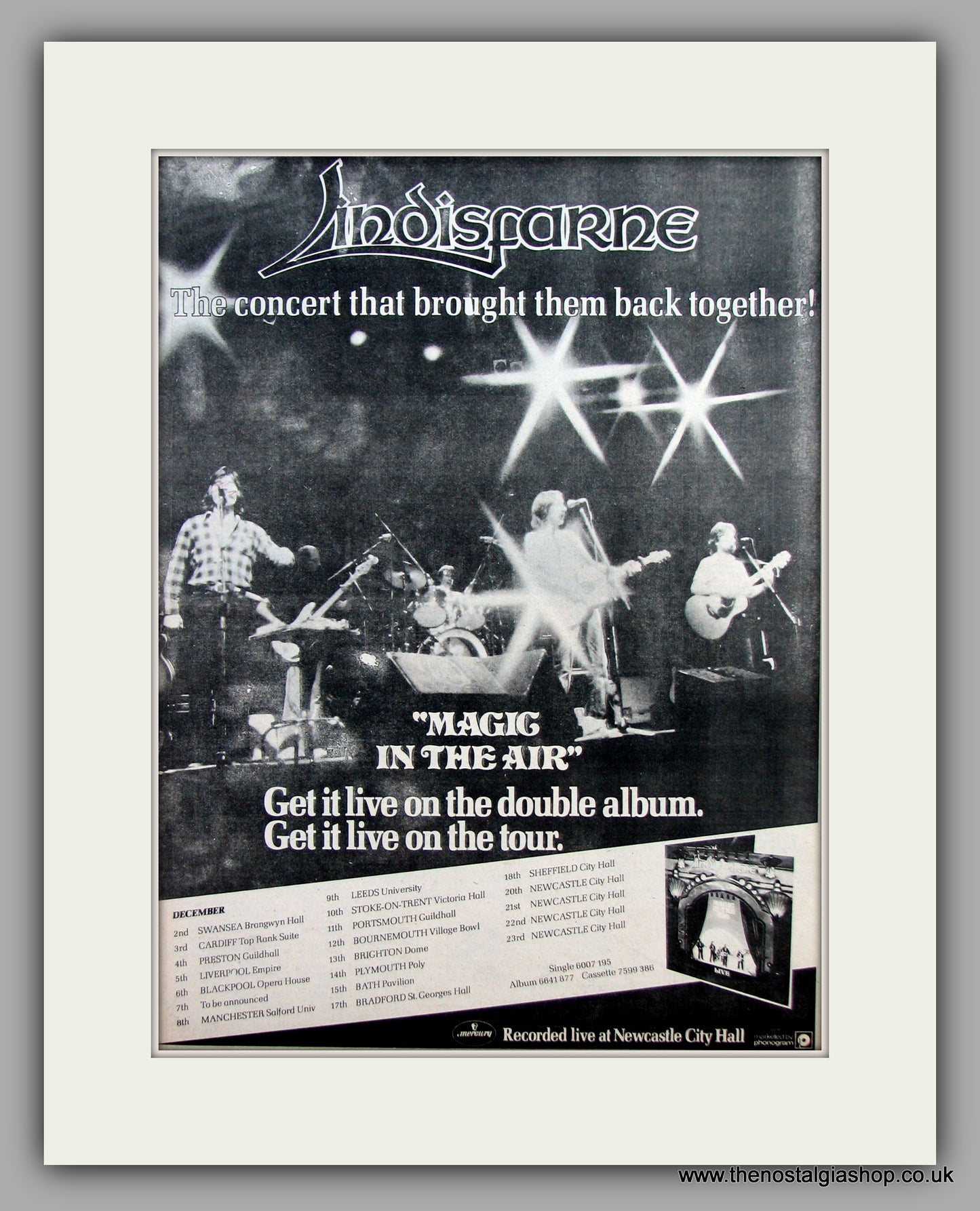Lindisfarne. Magic In The Air. UK Tour Dates.  Original Vintage Advert 1978 (ref AD10416)