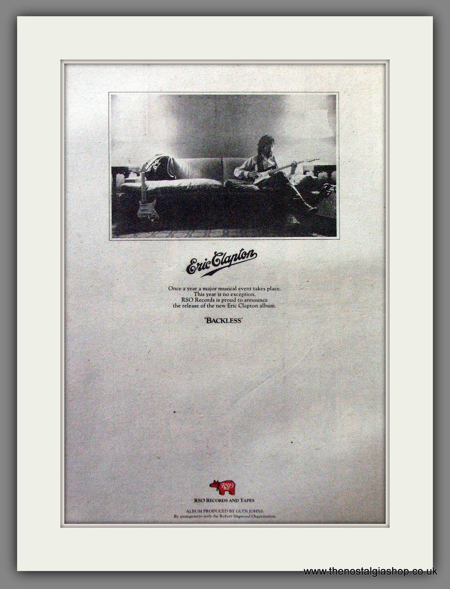 Eric Clapton Backless. Large Original Advert 1978 (ref AD12909)