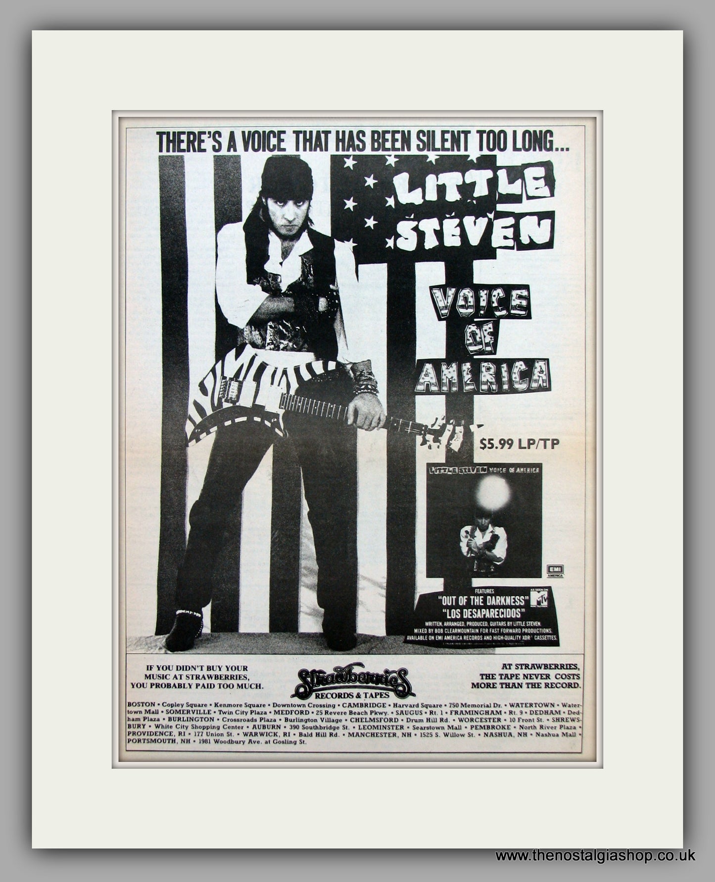 Little Steven. Voice Of America.  Original Vintage Advert 1984 (ref AD10417)