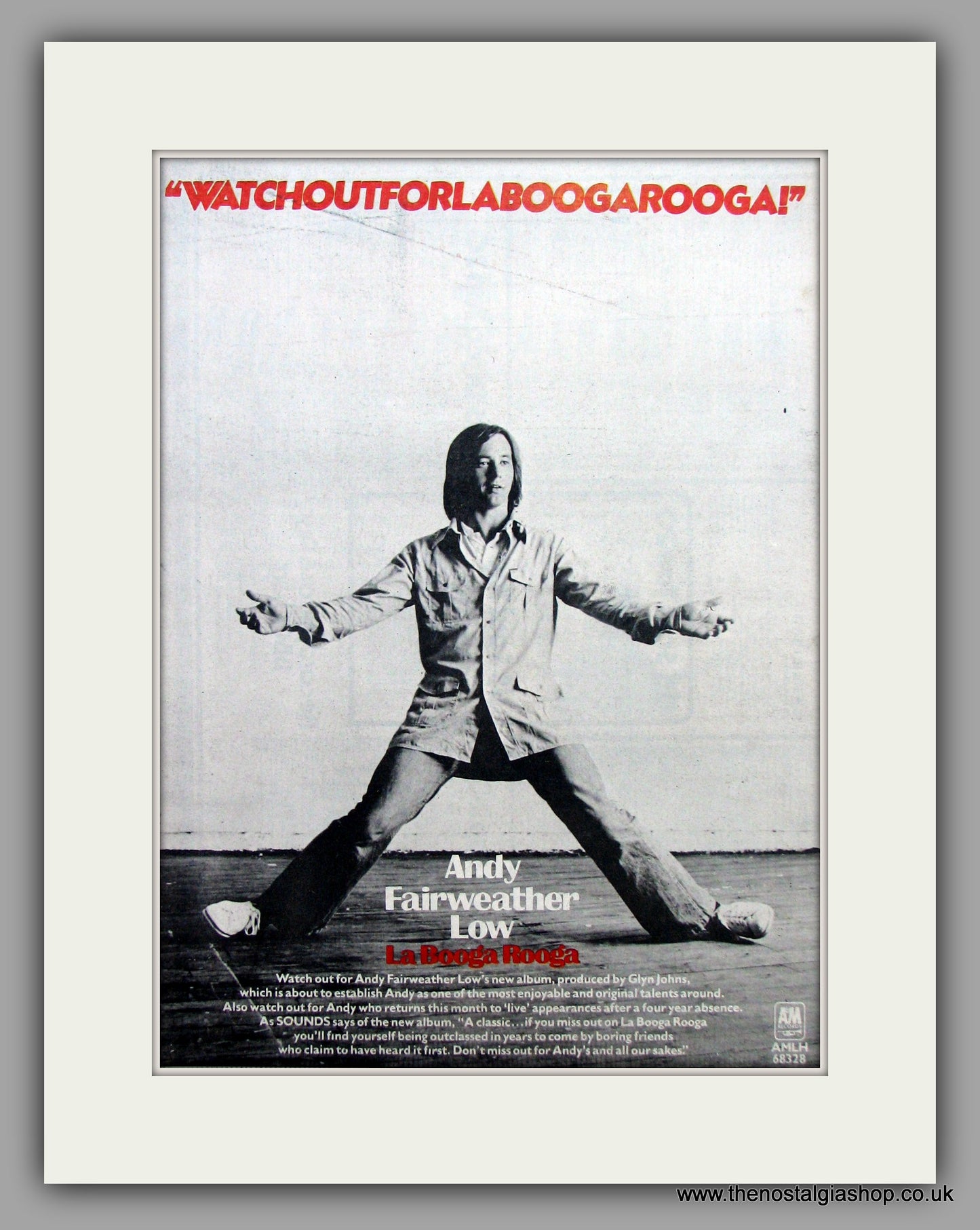 Andy Fairweather Low. La Booga Rooga.  Original Vintage Advert 1975 (ref AD10422)