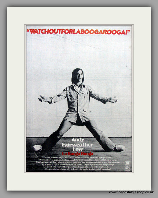 Andy Fairweather Low. La Booga Rooga.  Original Vintage Advert 1975 (ref AD10422)
