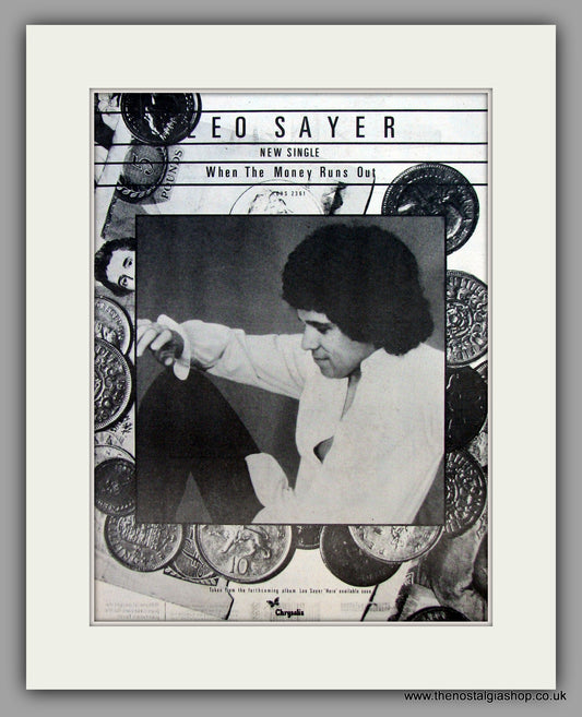 Leo Sayer. When The Money Runs Out.  Original Vintage Advert 1979 (ref AD10426)