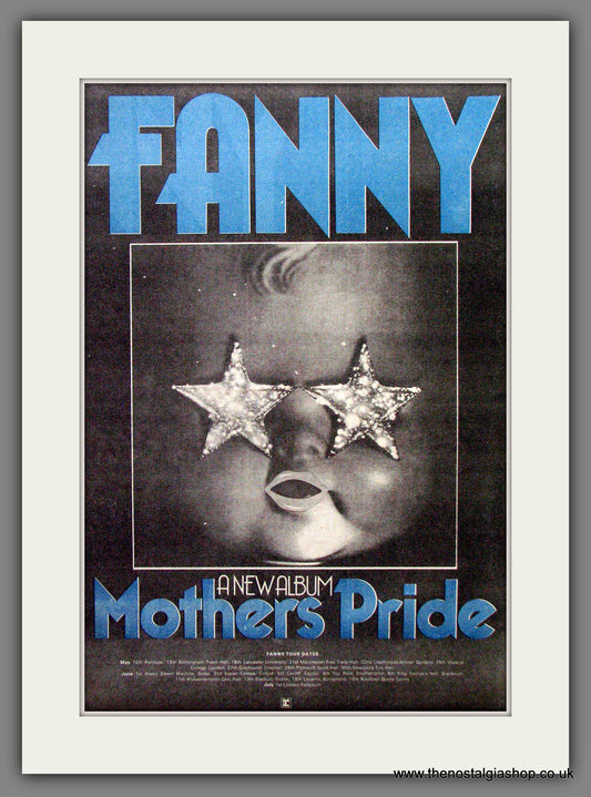 Fanny Mothers Pride. Original Advert 1973 (ref AD12973)
