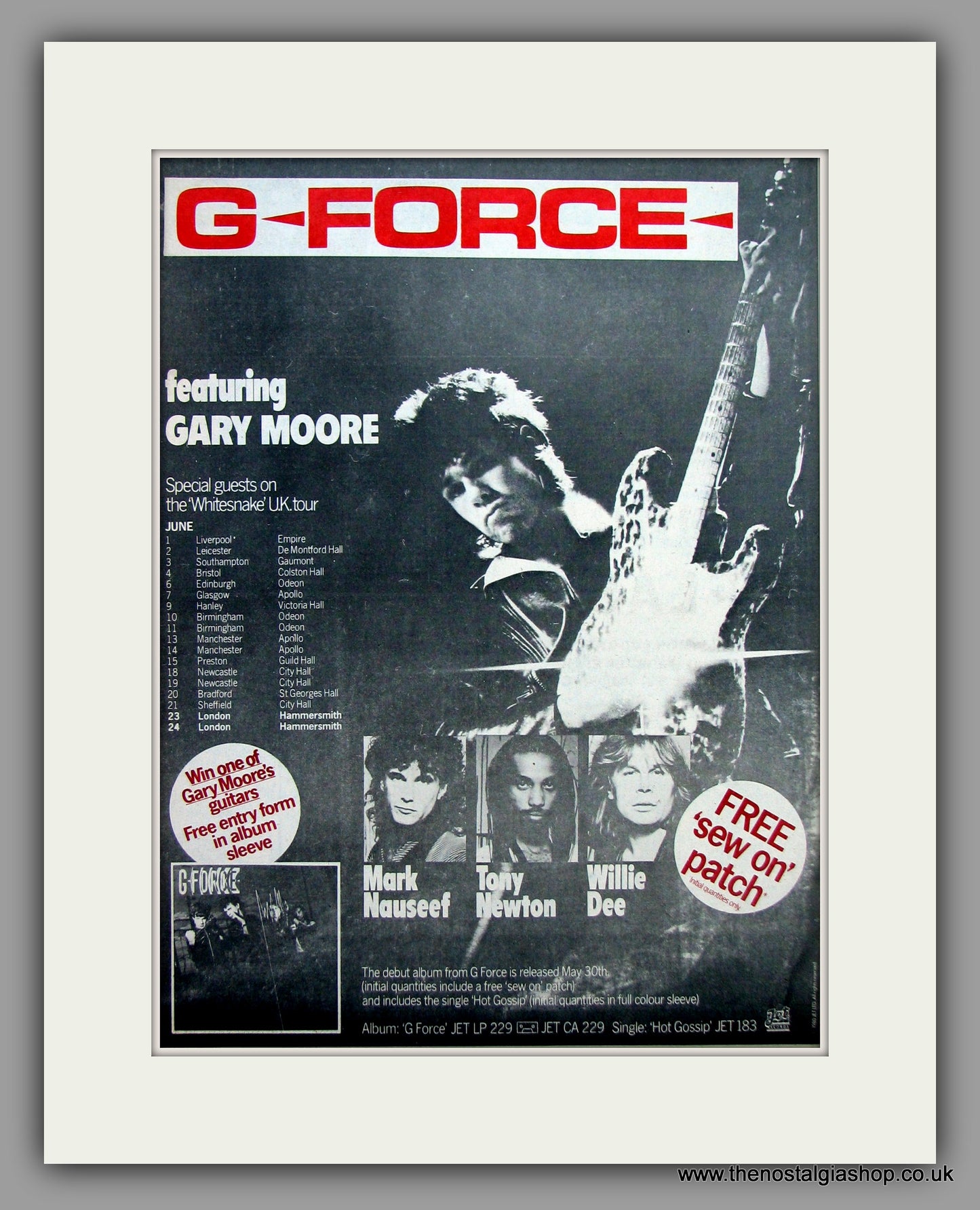 G Force with Gary Moore UK Tour Dates.  Original Vintage Advert 1980 (ref AD10440)