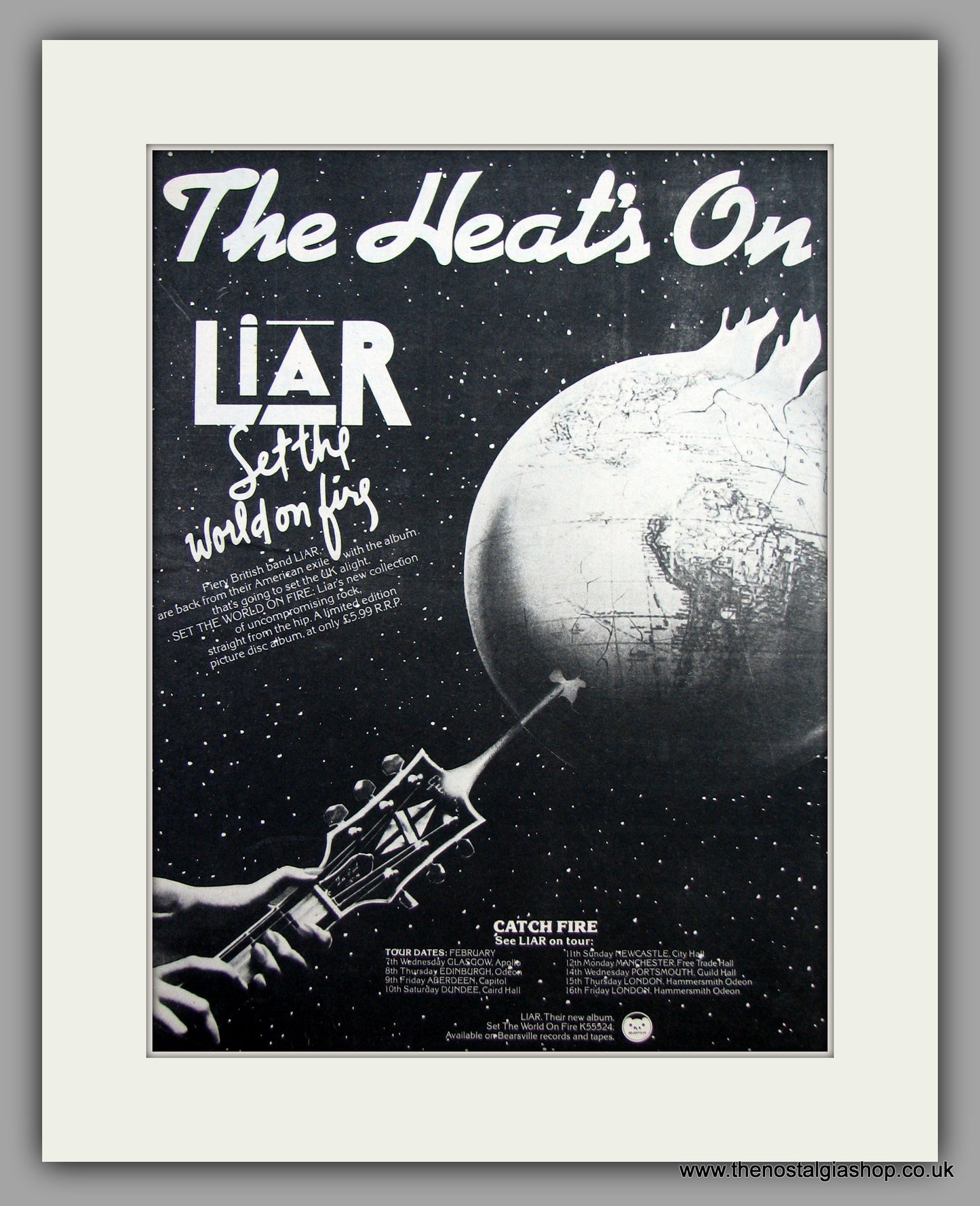 Liar. The Heat's On, Also UK Tour Dates.  Original Vintage Advert 1979 (ref AD10441)
