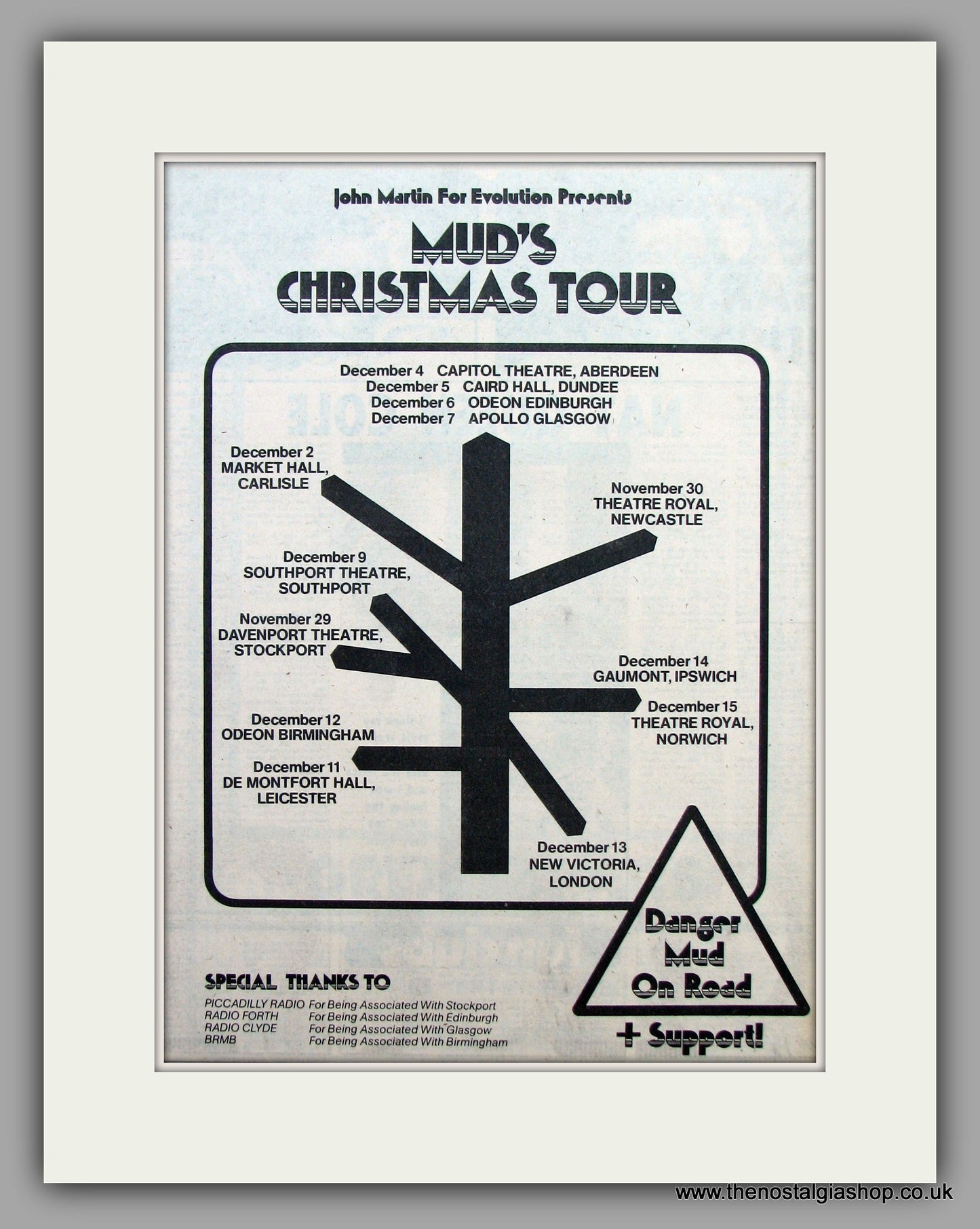 Mud. Christmas Tour 1975.  Original Vintage Advert 1975 (ref AD10444)