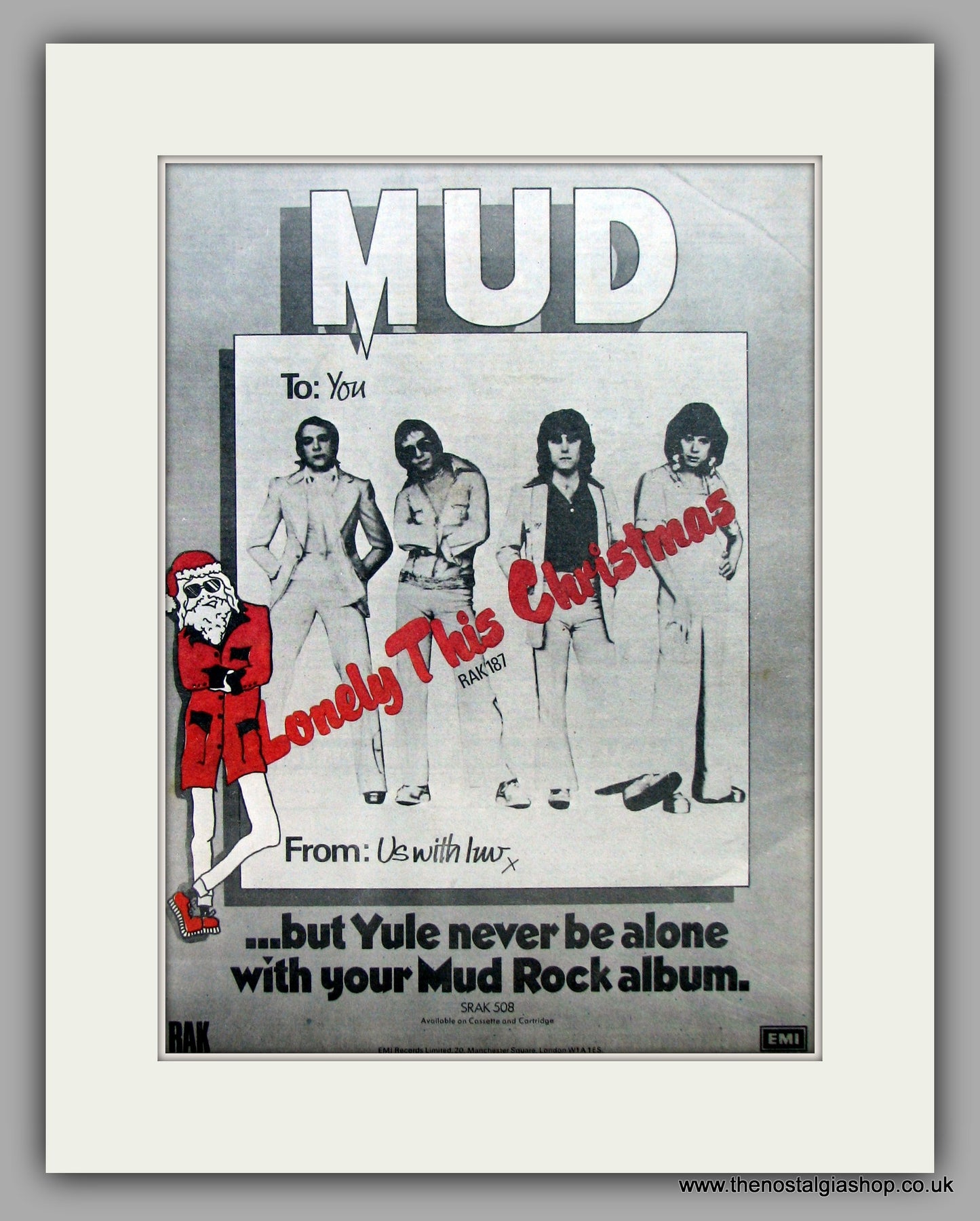 Mud. Lonely This Christmas.  Original Vintage Advert 1974 (ref AD10446)