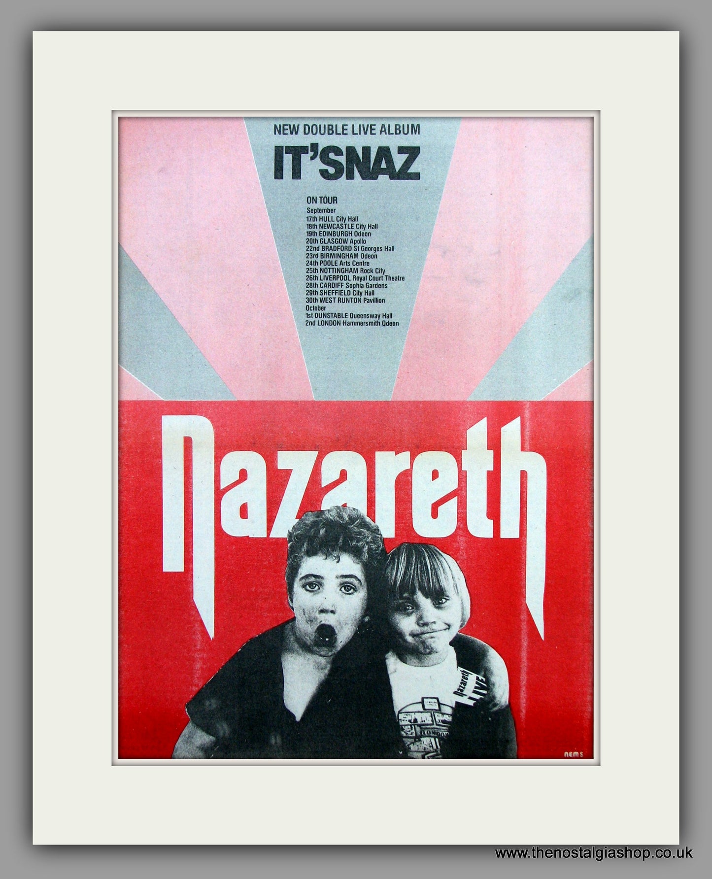 Nazareth. It'snaz. UK Tour Dates.  Original Vintage Advert 1981 (ref AD10449)
