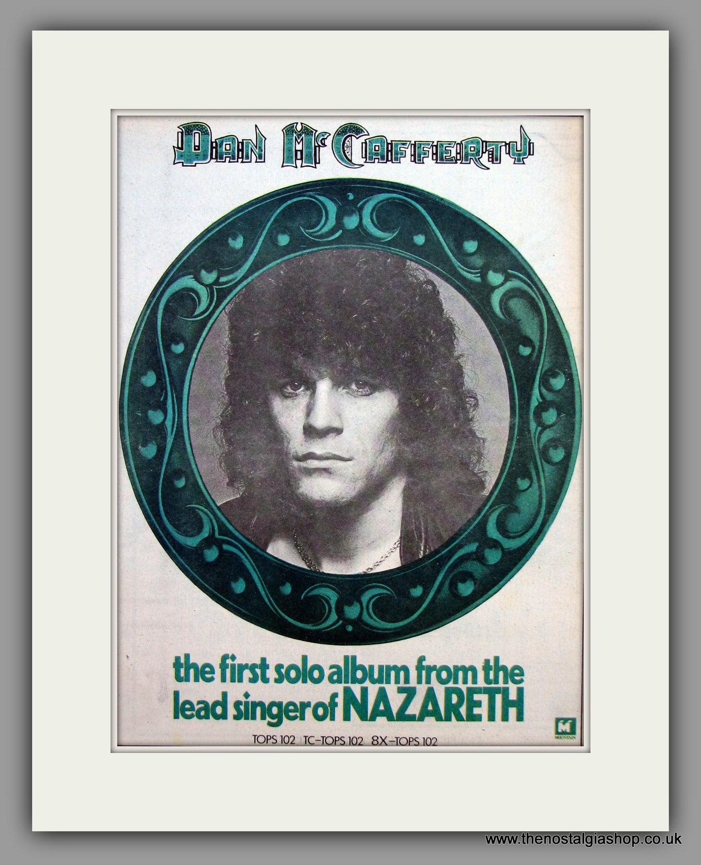 Nazareth. Dan McCafferty. Debut Album.  Original Vintage Advert 1975 (ref AD10452)