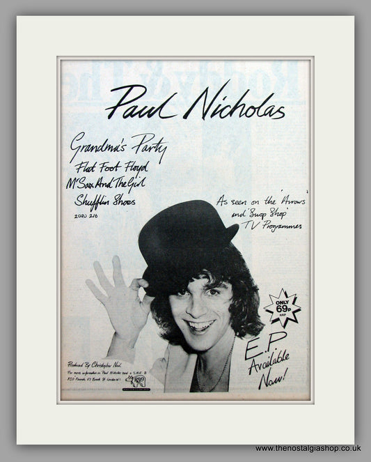 Paul Nicholas, Grandma's Party. Original Vintage Advert 1976 (ref AD10458)