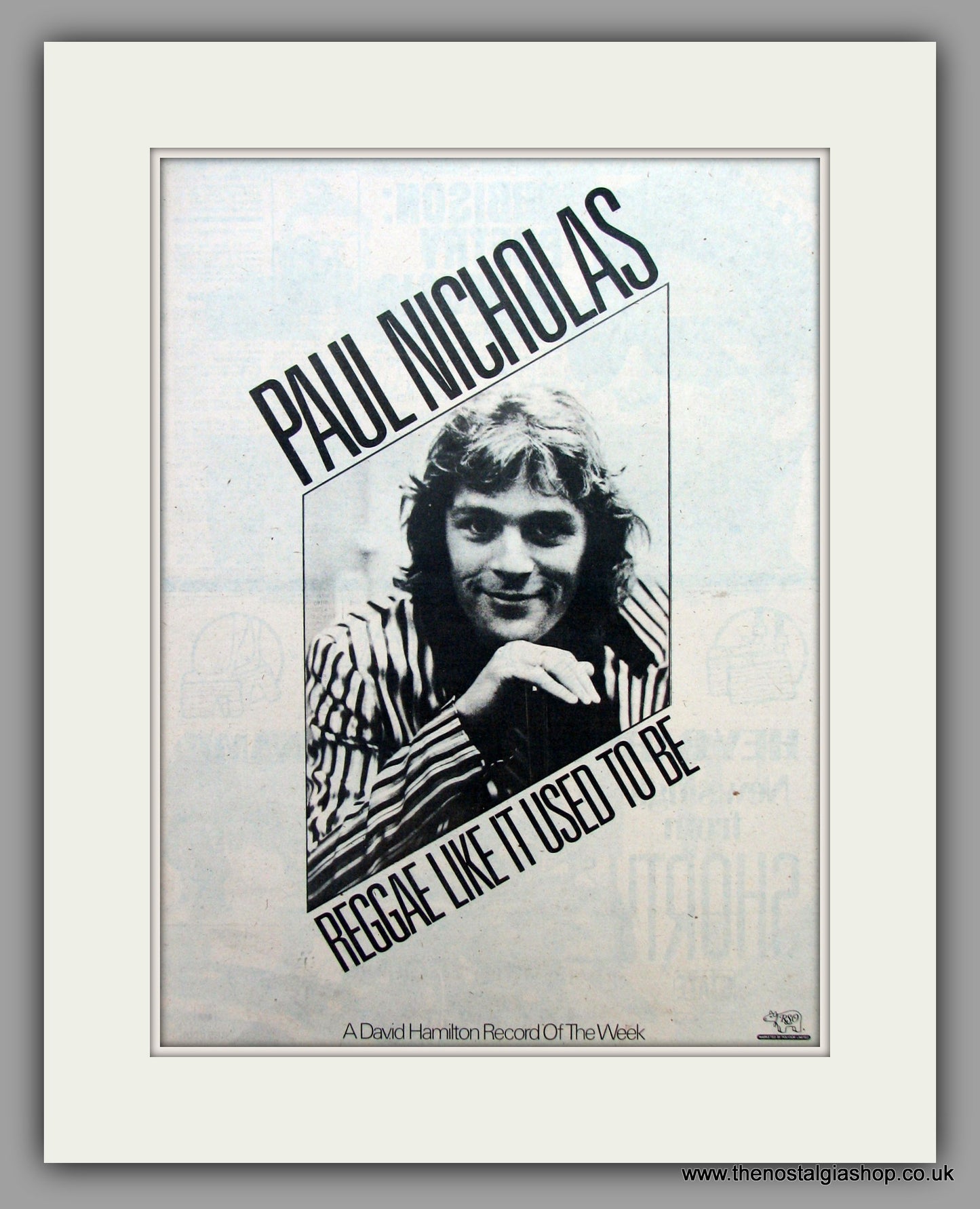 Paul Nicholas, Reggae Like It Used To Be. Original Vintage Advert 1976 (ref AD10459)