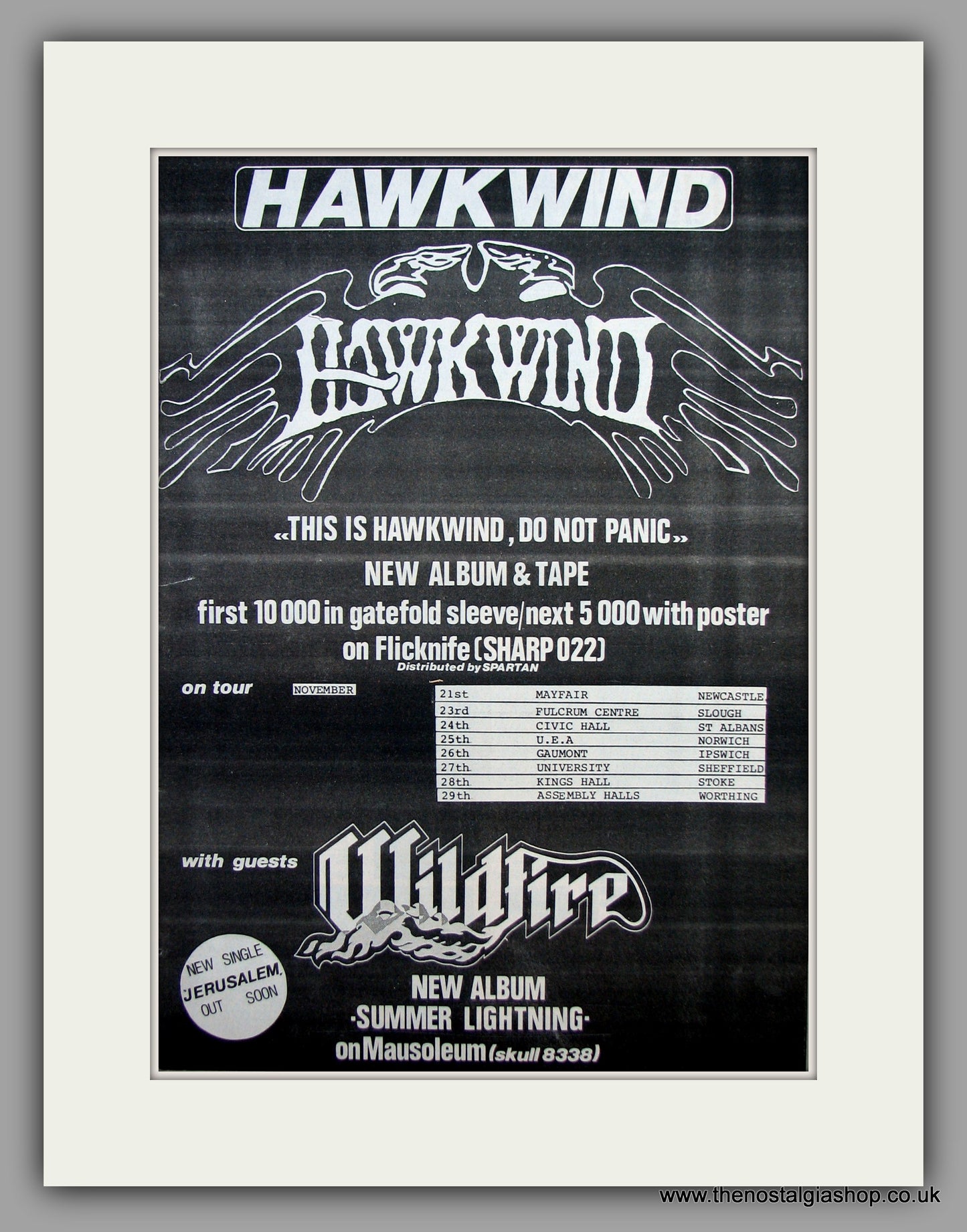 Hawkwind -  This Is Hawkwind Guests Wildfire November Tour.  Original Vintage Advert 1984 (ref AD10473)
