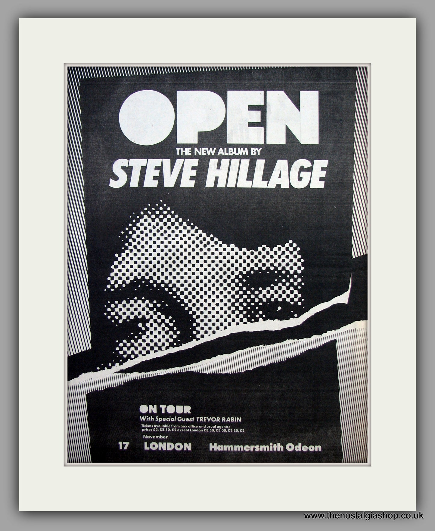 Steve Hillage - Open On Tour With Trevor Rabin.  Original Vintage Advert 1979 (ref AD10477)
