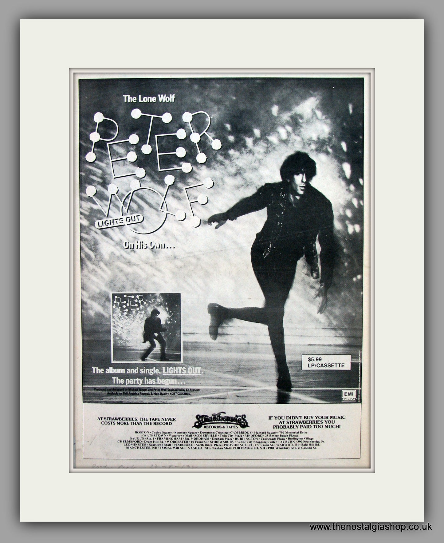 Peter Wolf - Lights Out.  Original Vintage Advert 1984 (ref AD10481)