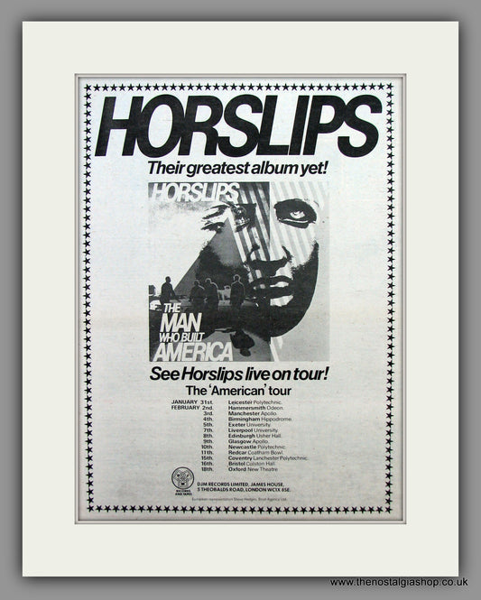 Horslips - The Man Who Built America On Tour.  Original Vintage Advert 1979 (ref AD10483)