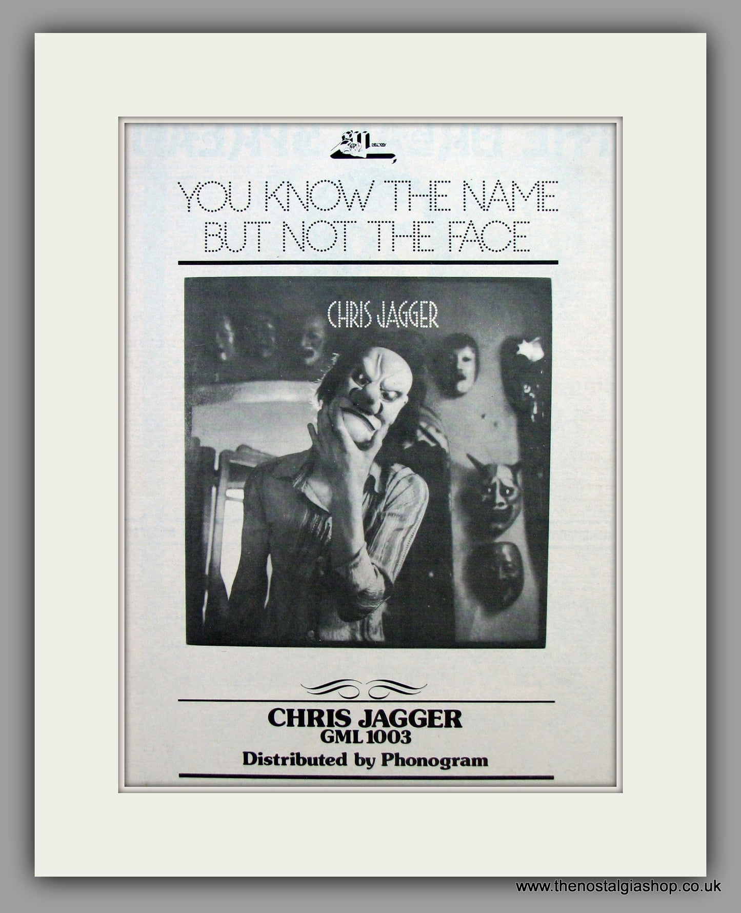 Chris Jagger - You Know The Name But Not The Face.  Original Vintage Advert 1973 (ref AD10485)