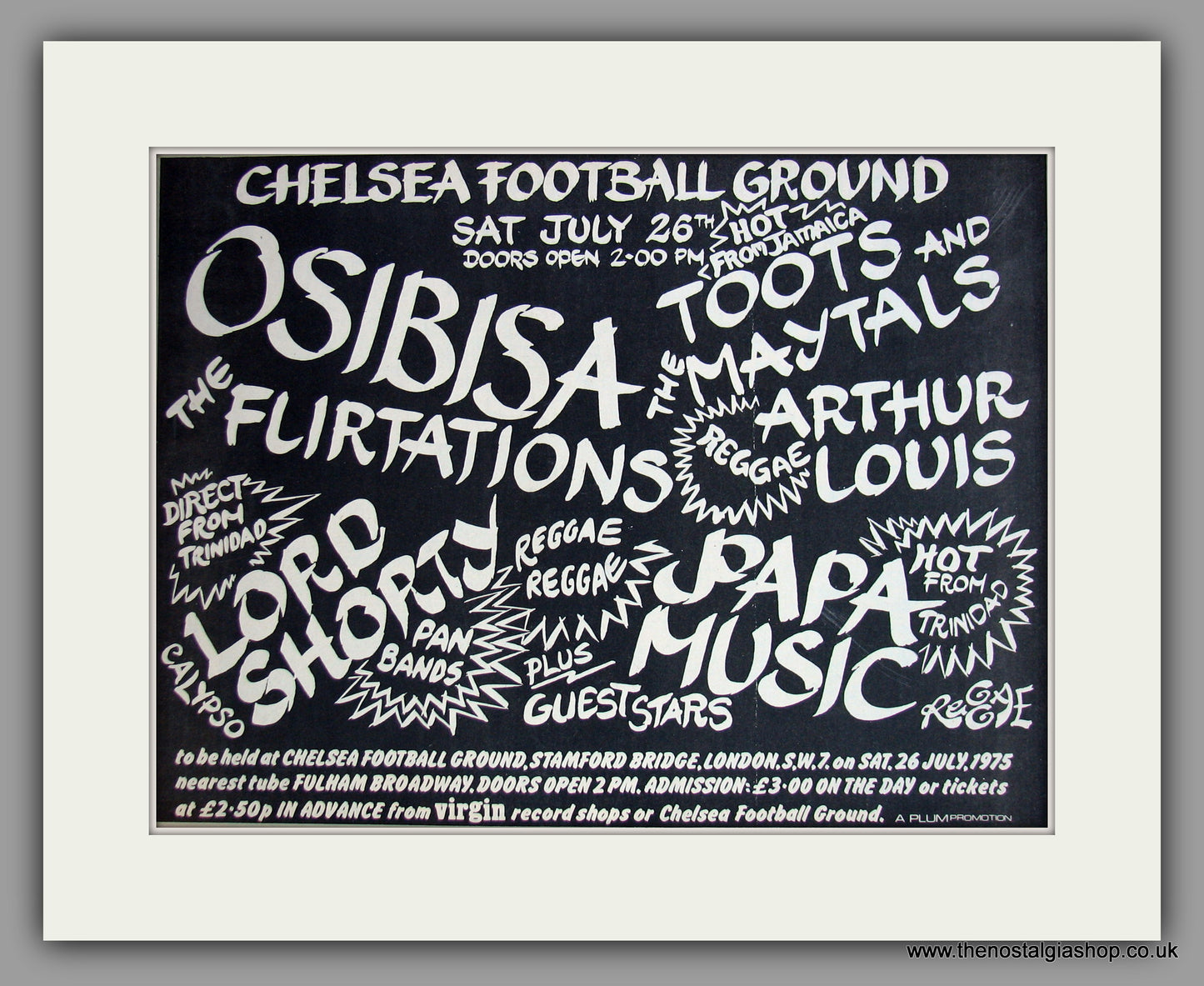 Chelsea Football Ground Reggae Concert.  Original Vintage Advert 1975 (ref AD10487)