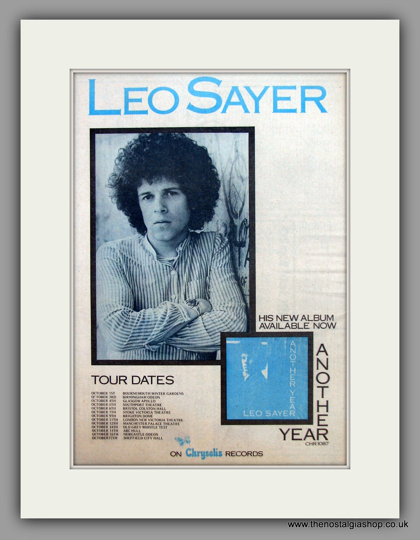 Leo Sayer-Another Year Tour Dates.  Original Vintage Advert 1975 (ref AD10496)