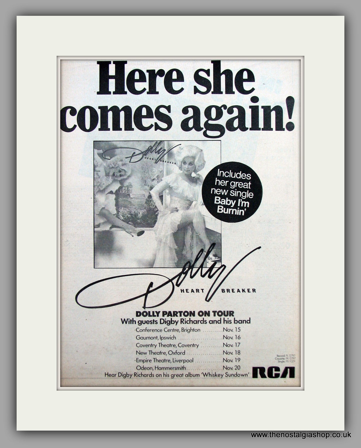 Dolly Parton-Here She Comes Again.  Original Vintage Advert 1978 (ref AD10515)