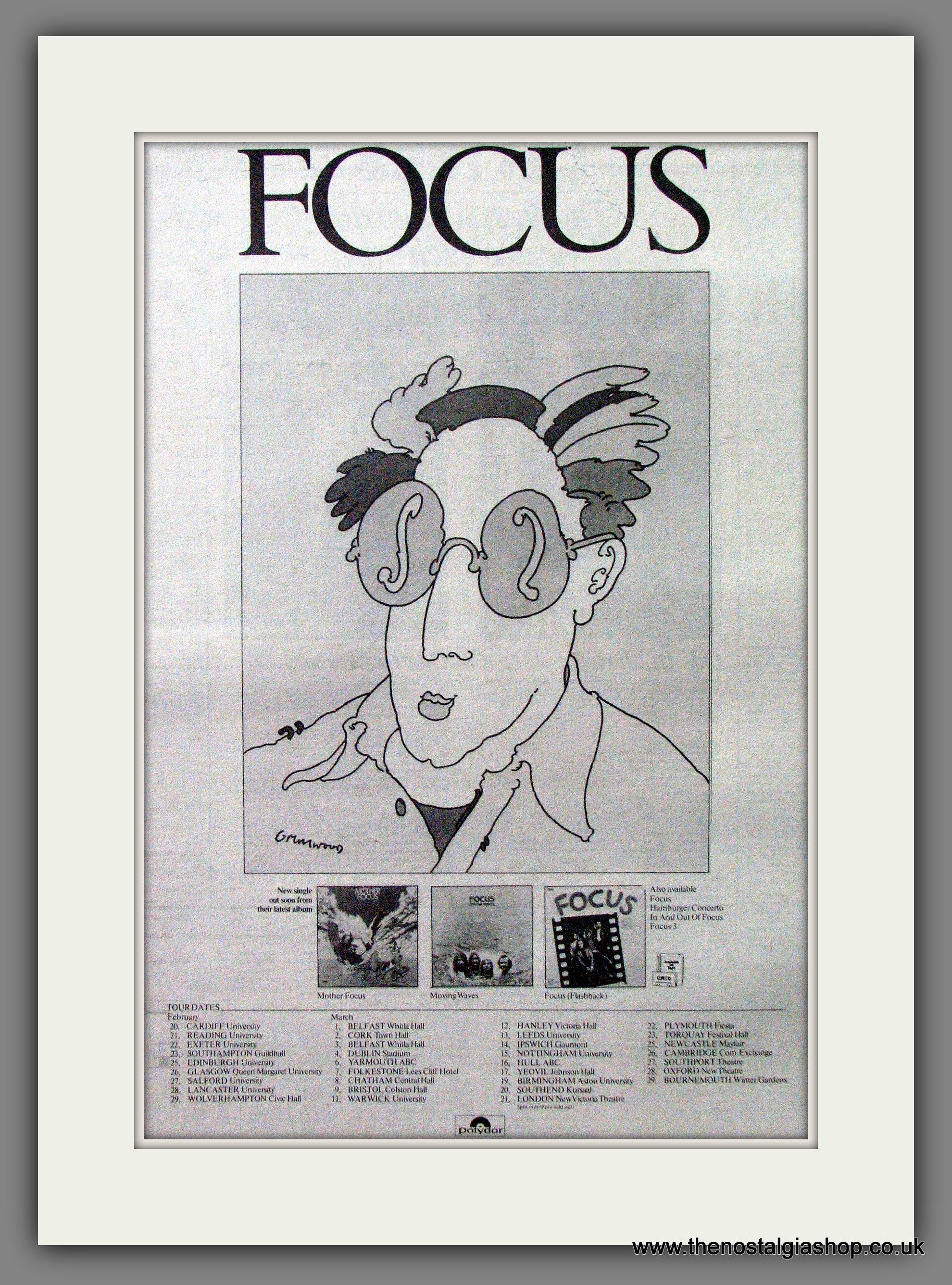 Focus Tour Dates. Original Advert 1976 (ref AD13097) – The Nostalgia Shop