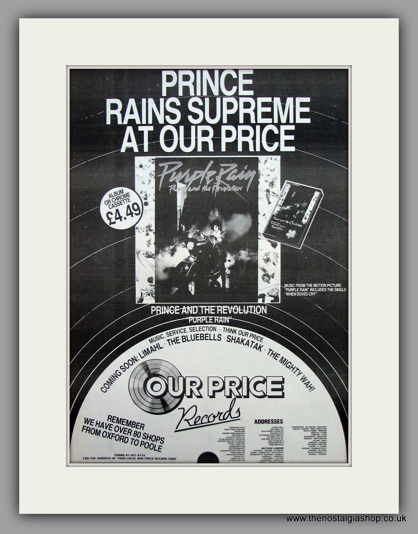 Prince And The Revolution-Purple Rain.  Original Vintage Advert 1984 (ref AD10530)