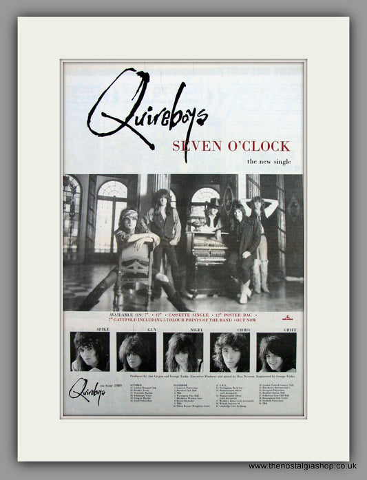 Quireboys-Seven O'Clock.  Original Vintage Advert 1989 (ref AD10537)