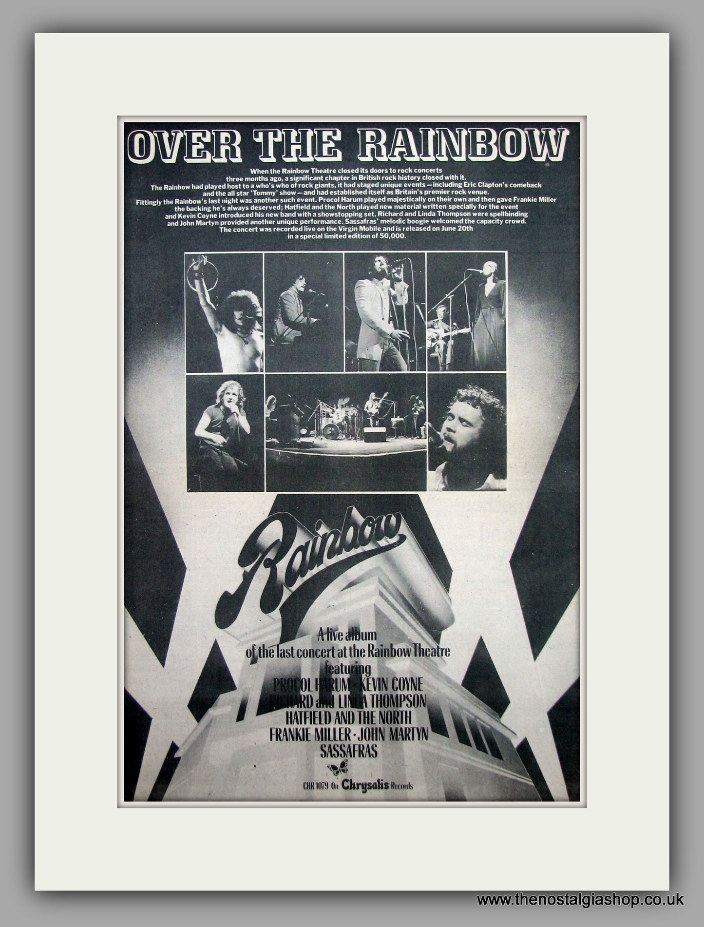 Over The Rainbow Theatre Last Concert.  Original Vintage Advert 1975 (ref AD10540)