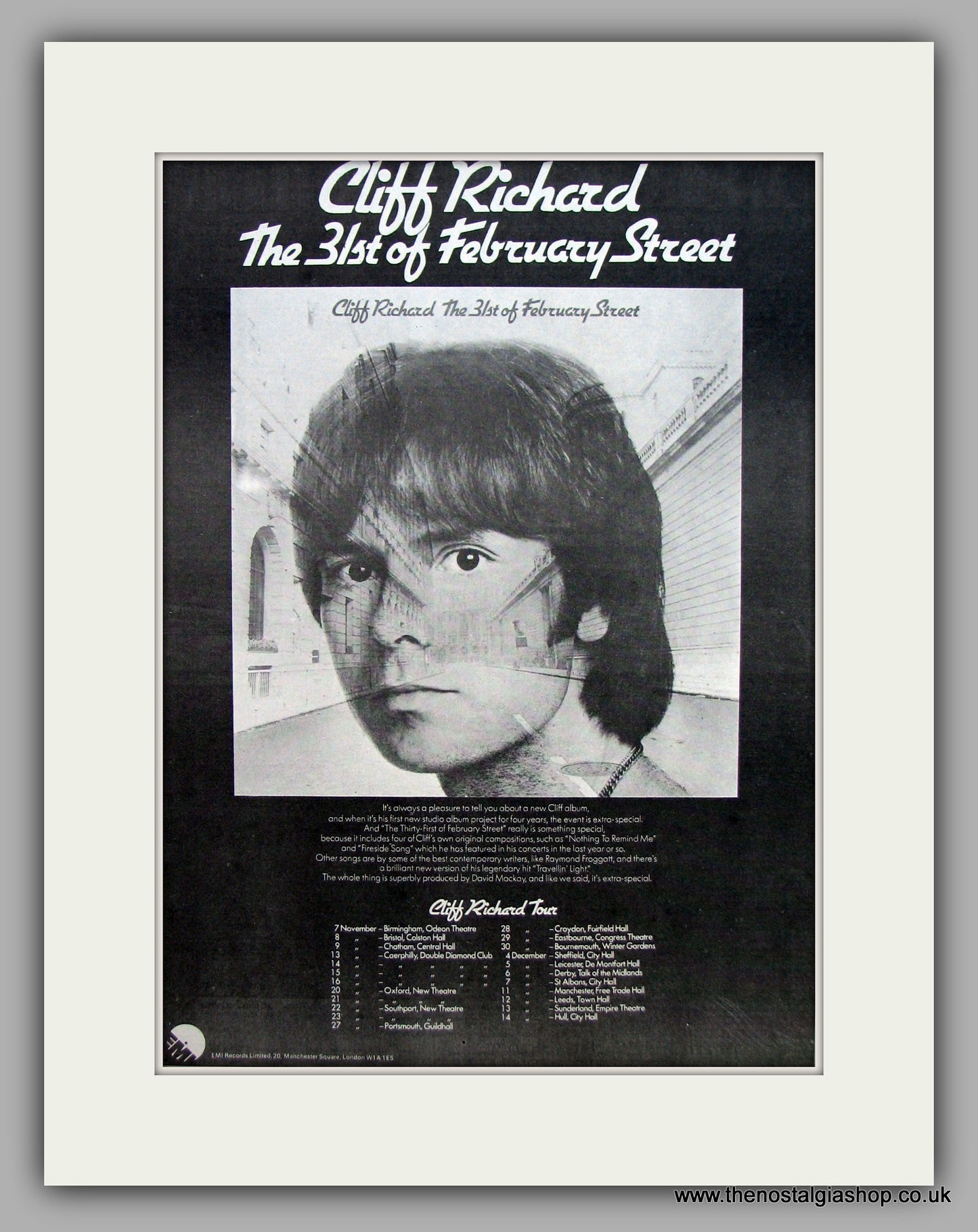 Cliff Richard-The 31st Of February Street.  Original Vintage Advert 1974 (ref AD10547)