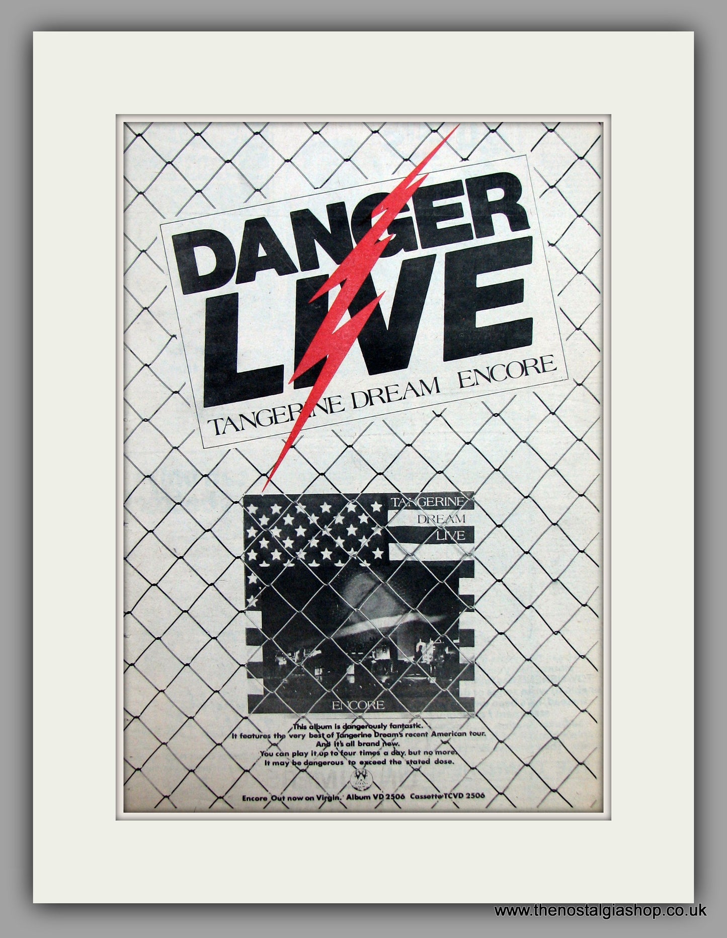Tangerine Dream Encore-Danger Live.  Original Vintage Advert 1977 (ref AD10553)
