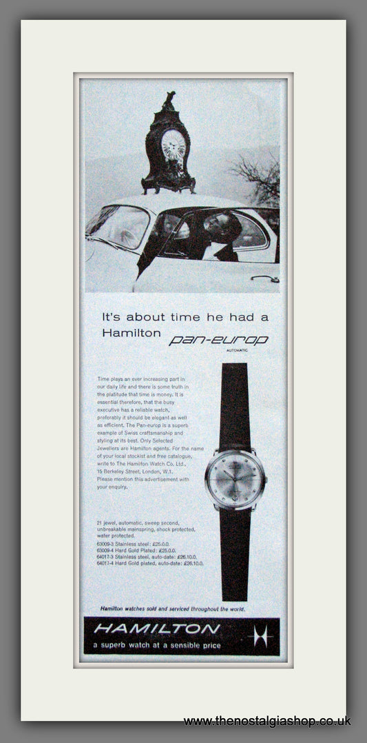 Hamilton Pan-Europ Watches. Original Advert 1964 (ref AD200328)