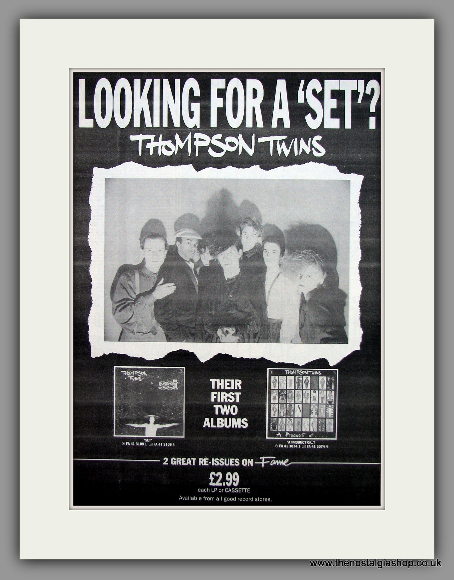 Thompson Twins-Looking For A Set.  Original Vintage Advert 1984 (ref AD10557)