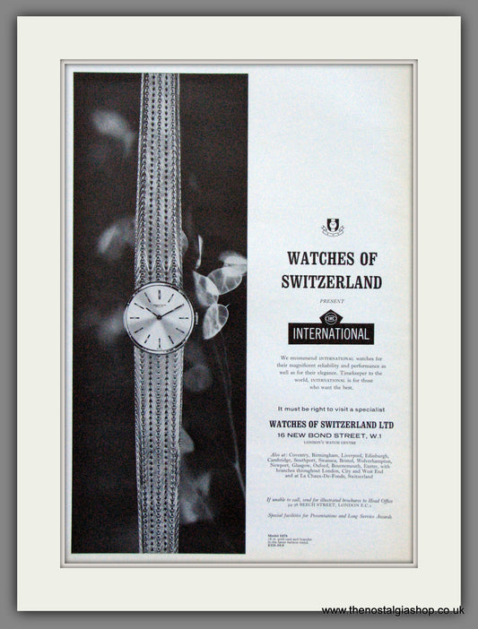 International. Watches of Switzerland.  Original Advert 1964 (ref AD300148)