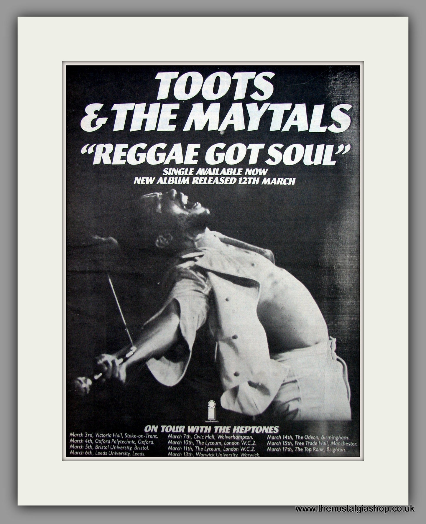 Toots & The Maytals Reggae Got Soul.  Original Vintage Advert 1976 (ref AD10561)