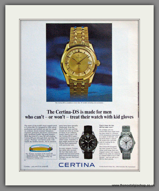Certina DS Watches. Original Advert 1968 (ref AD300152)