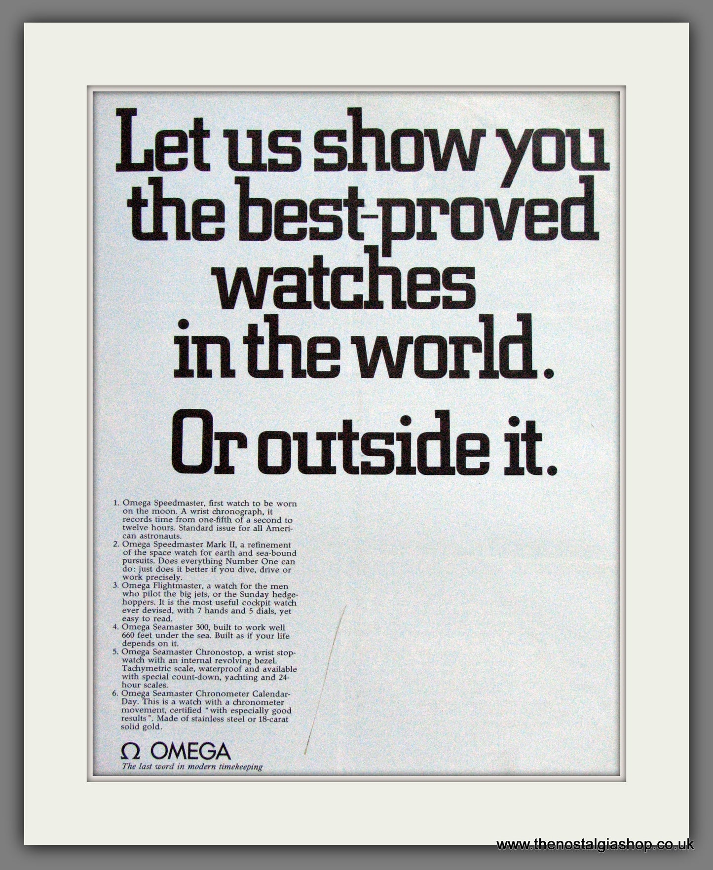 Omega SpeedMaster, Flightmaster, Seamaster Watches Original Advert 1970 (ref AD9392)