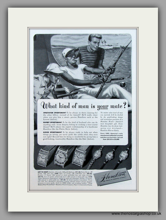 Hamilton Watches. 1948 Original Vintage Advert  (ref AD7921)
